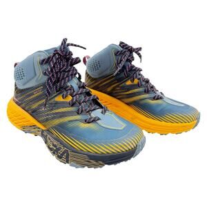 Hoka blue & yellow Speedgoat Mid 2 GTX women's 6.5 trail shoes running hiking